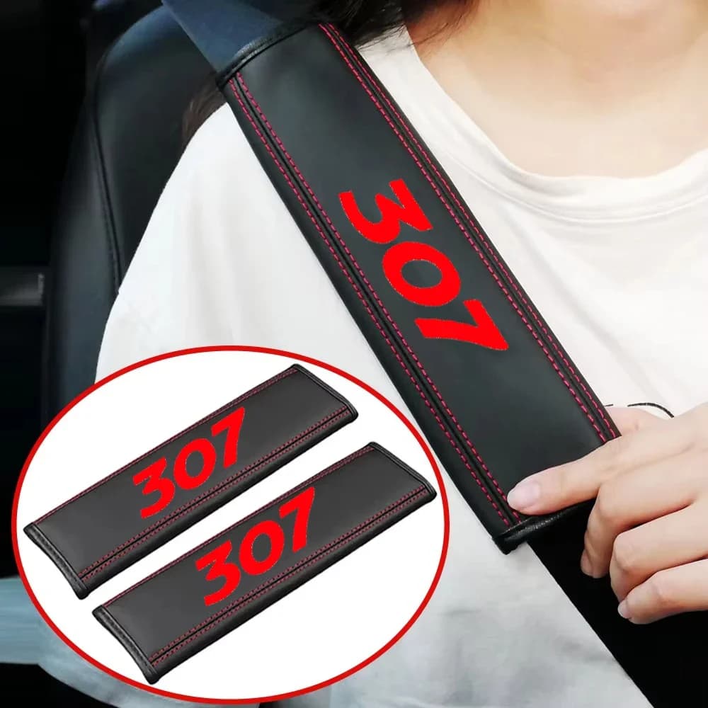 Protezione per la spalla dell'auto Protezione per la cintura di sicurezza per Peugeot 307 Logo Decorazione interna Cintura di sicurezza Copri spalla Accessori per auto