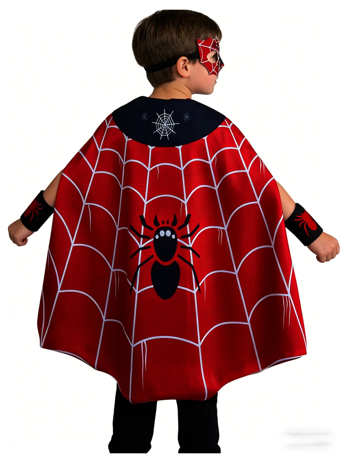 Kids Superhero Costume Set Cartoon Anime Spider Cape Mask Boys Game Cosplay Halloween Party Dress Up