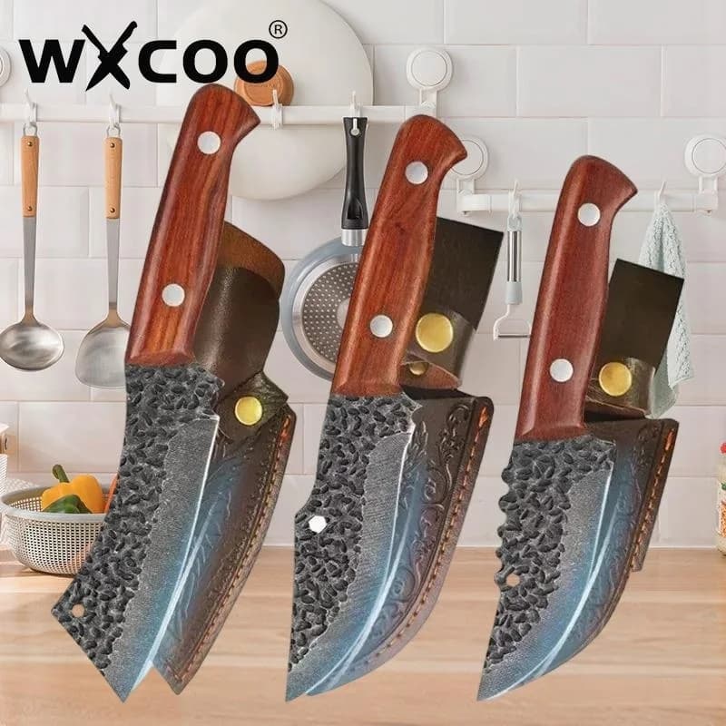 WXCOO Coltelli da Cucina Forgiati a Mano, Coltello Professionale da Macellaio, Coltello da Chef, Coltello per Disossare Frutta in Acciaio Inossidabile