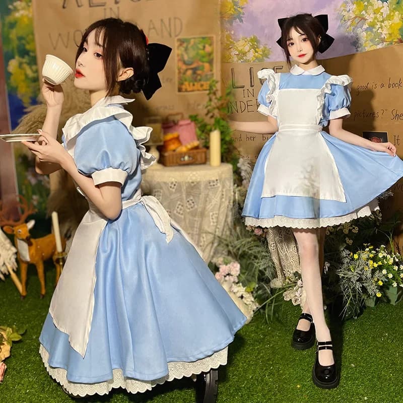 2026 Fantasia Alice Cosplay Lolita Maid Apron Dress For Women Halloween Carnival Masquerade Stage Show Activity In Stock