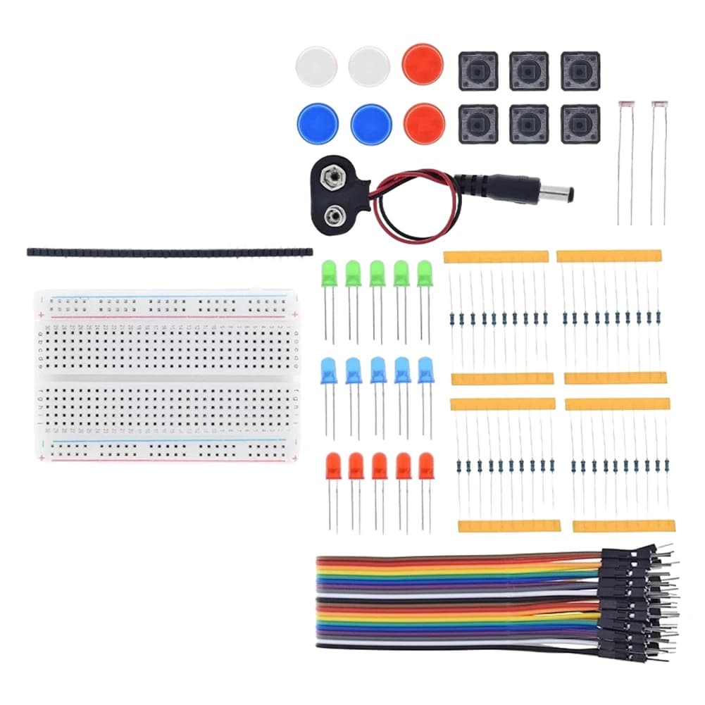 Nuovo Kit Starter 13 in 1 con Mini Breadboard, USB, LED a 3 Colori, Cavi Jumper, Pulsante, 400 Fori per Arduino R3, DIY, Educazione Scolastica, Laboratorio