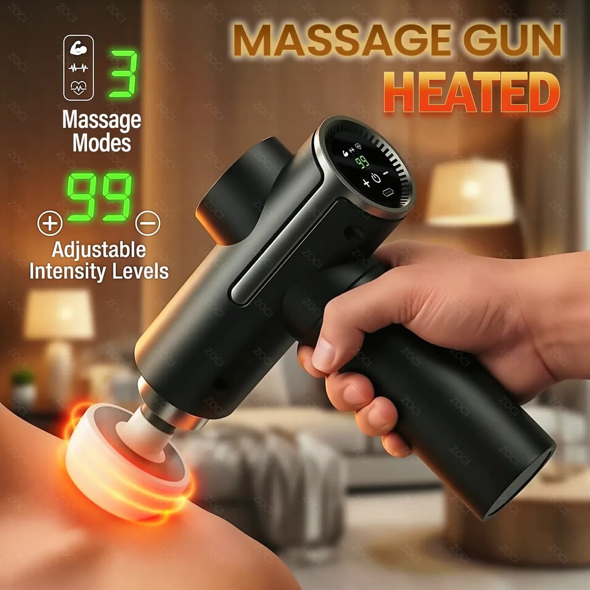 Professional 3 Mode and 99 Speed Professional Electric Massage Gun with Heated Head, Mini Portable Muscle Massager for Home and Gym