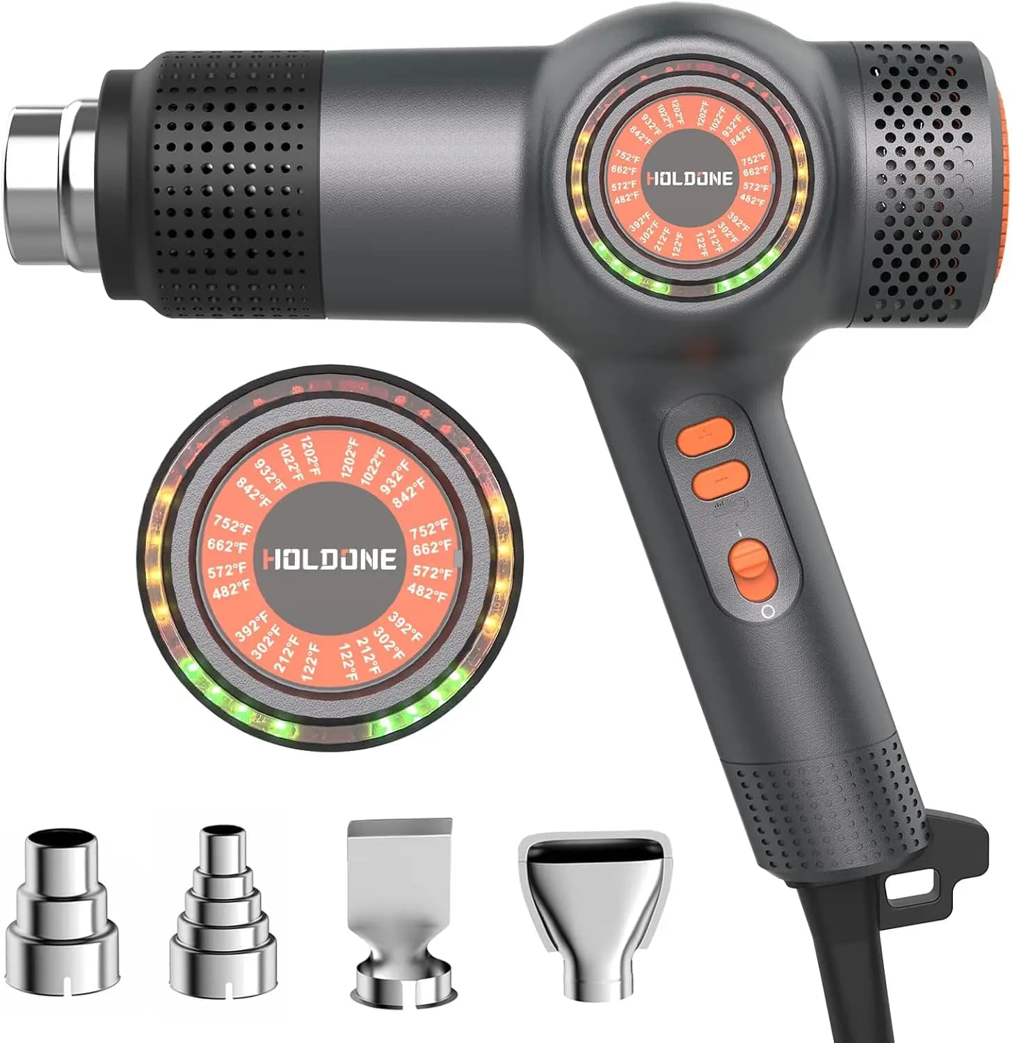 Pistola Termica 1800W con Display LED della Temperatura e 4 Ugelli per Termoretrazione, Pellicole Auto, Asciugatura