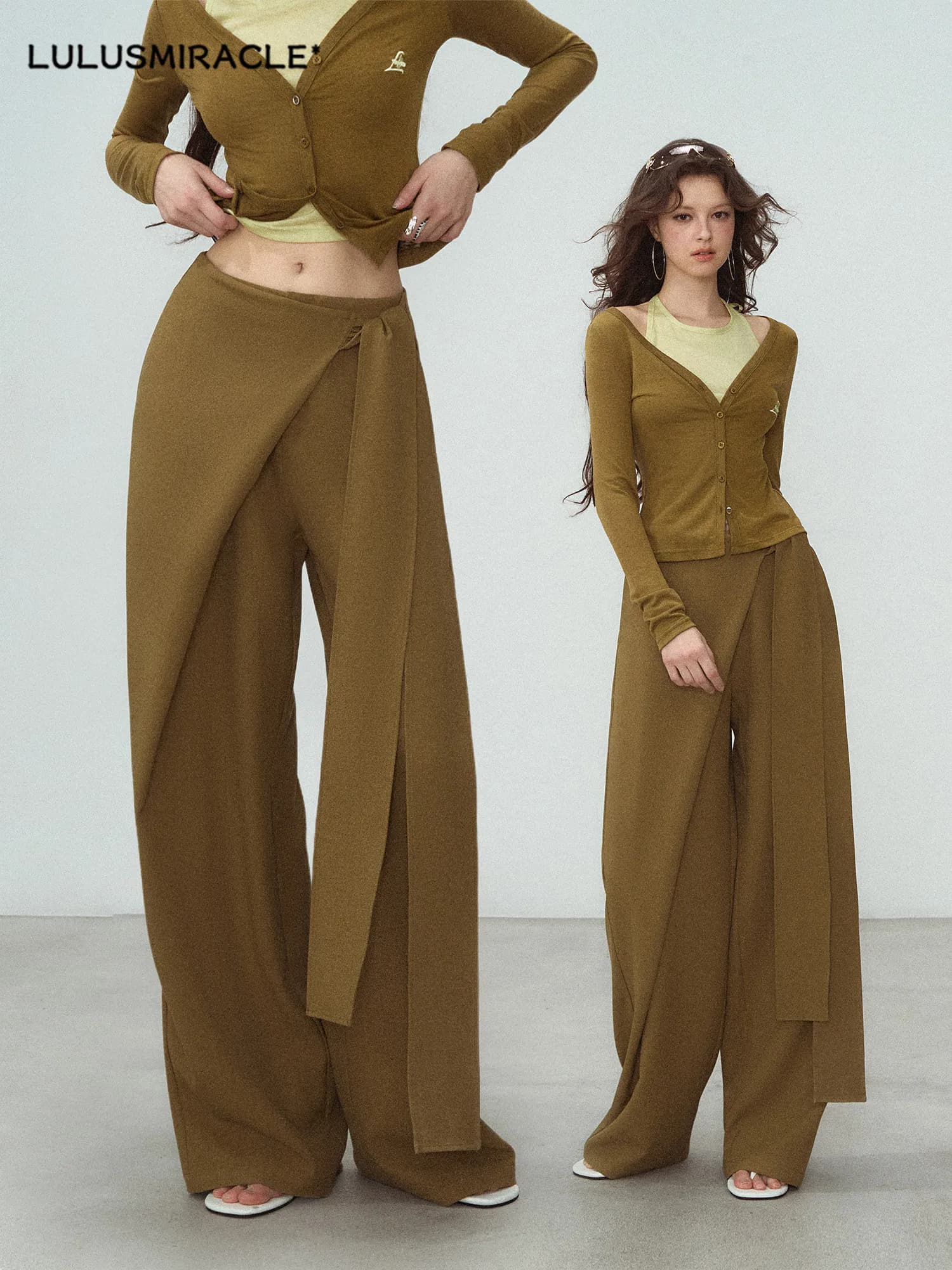 High Waist Wide Leg Pants Women's Lazy Casual Trousers Drapey Belted Curtain Pants Comfortable Loose Fit Straight Leg Trousers