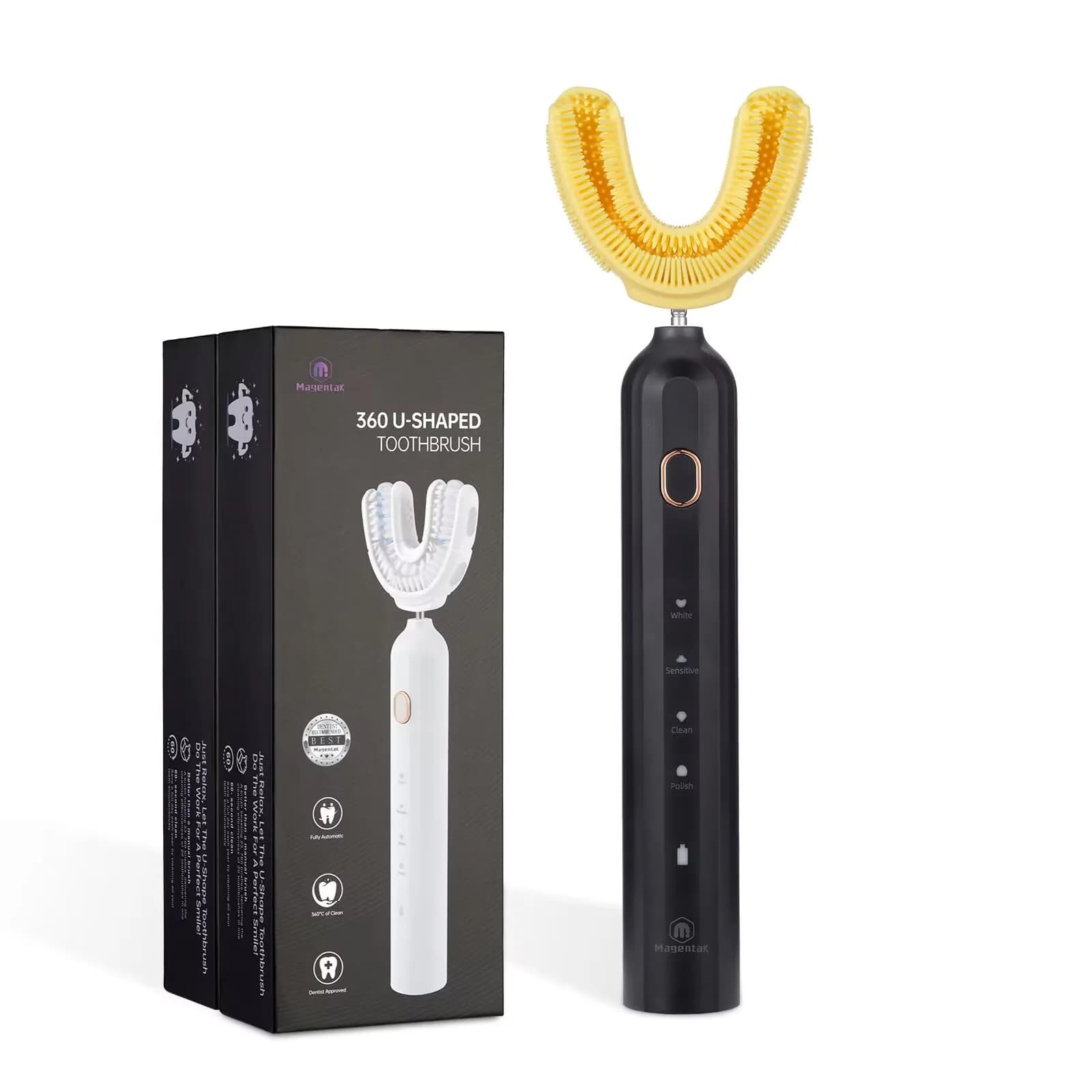 U-shaped ultrasound brush for adults, 360 degree automatic nylon, intelligent electric tooth whitening brush