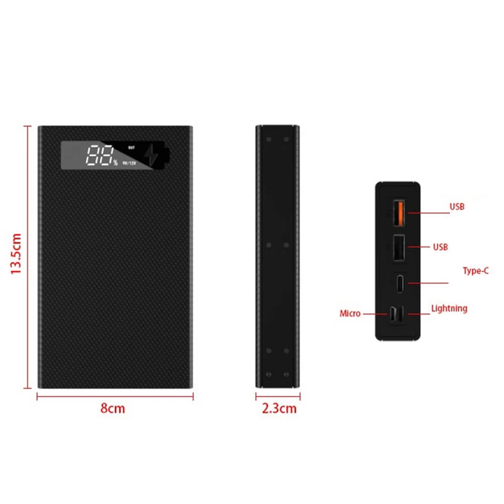T24C 5 x 18650 Mobile Power Box Scatola di ricarica staccabile per batterie 18650 con supporto per batterie QC 3.0 PD DIY Shell-5