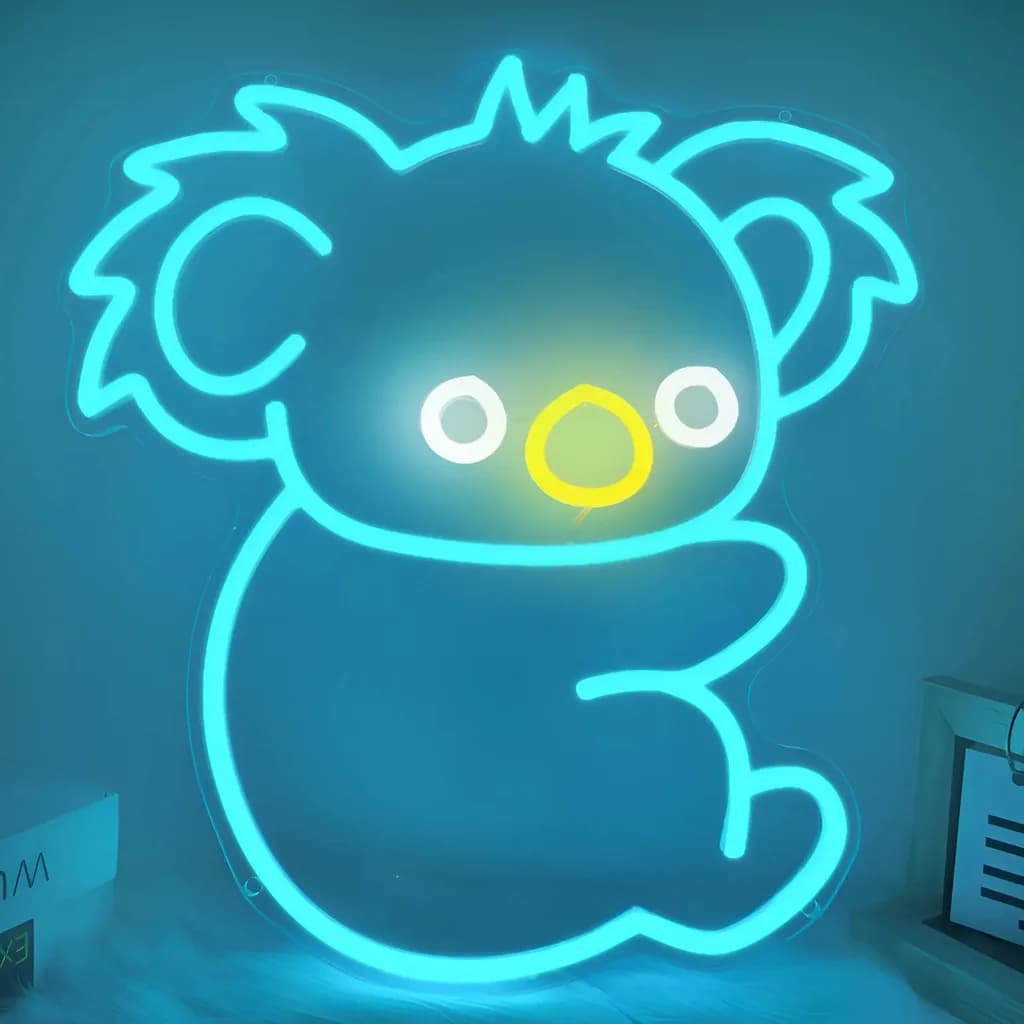 Insegna al neon Koala, simpatico orso Koala australiano LED luce al neon per camera da letto, arredamento per la cameretta dei bambini, regalo unico per l'amante del koala, arte della parete del dormitorio