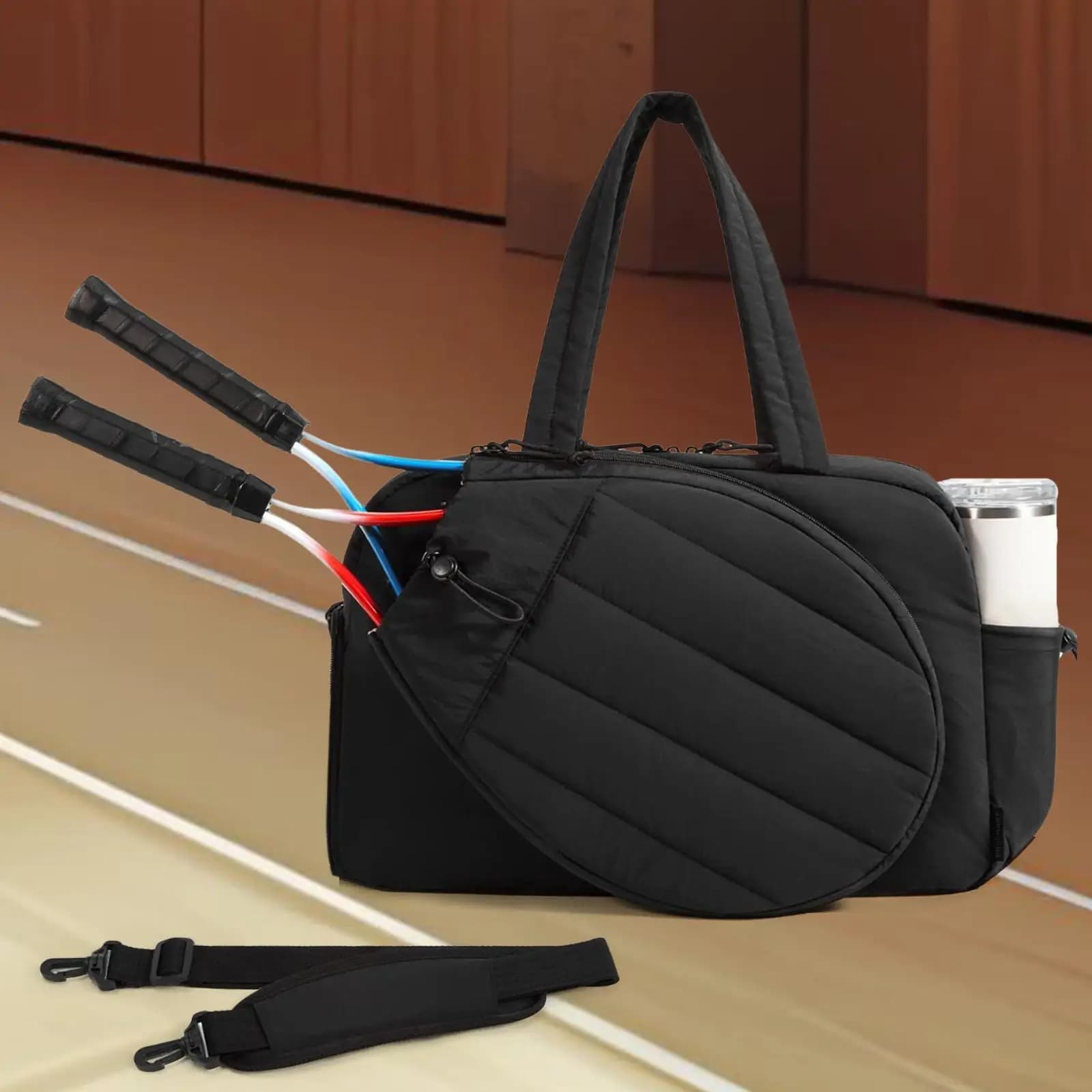 Borsa da Tennis Grande Impermeabile con Scomparto per Scarpe, Borsa Sportiva a Tracolla per Donne Adulte, Palestra e Viaggi