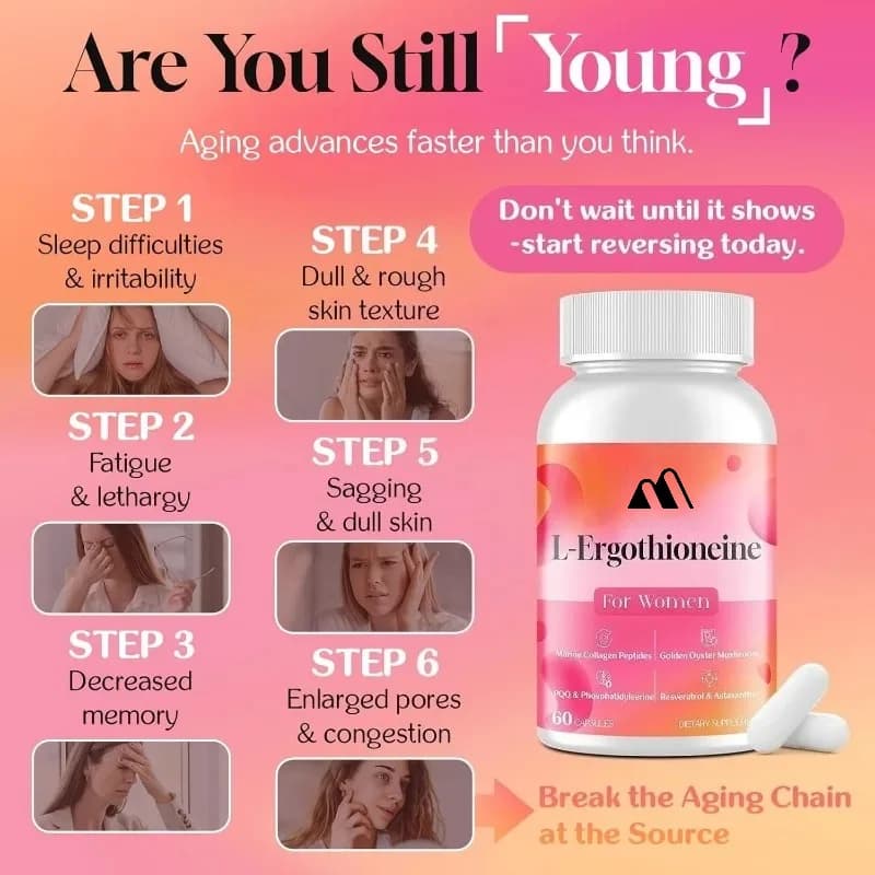 L-ergothionein Mushroom Oyster, Collagen Peptide, Resveratrol | Skincare, Immune Health Support -60 Capsules