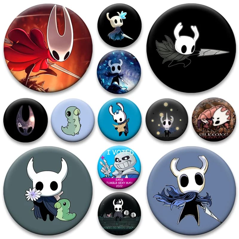The Hollow Knight Anime Button Pins Sans Undertale Cartoon Badge Round Creative Brooches for Backpack Jewelry Accessories Gifts