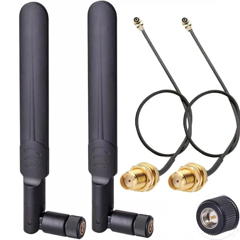 2 x 8dBi 2.4GHz 5.8GHz Antenna WiFi Dual Ban RP-SMA Maschio + 2 x 15CM Cavo Pigtail I-P-E-X-1 a RP-SMA Femmina per Router Wireless