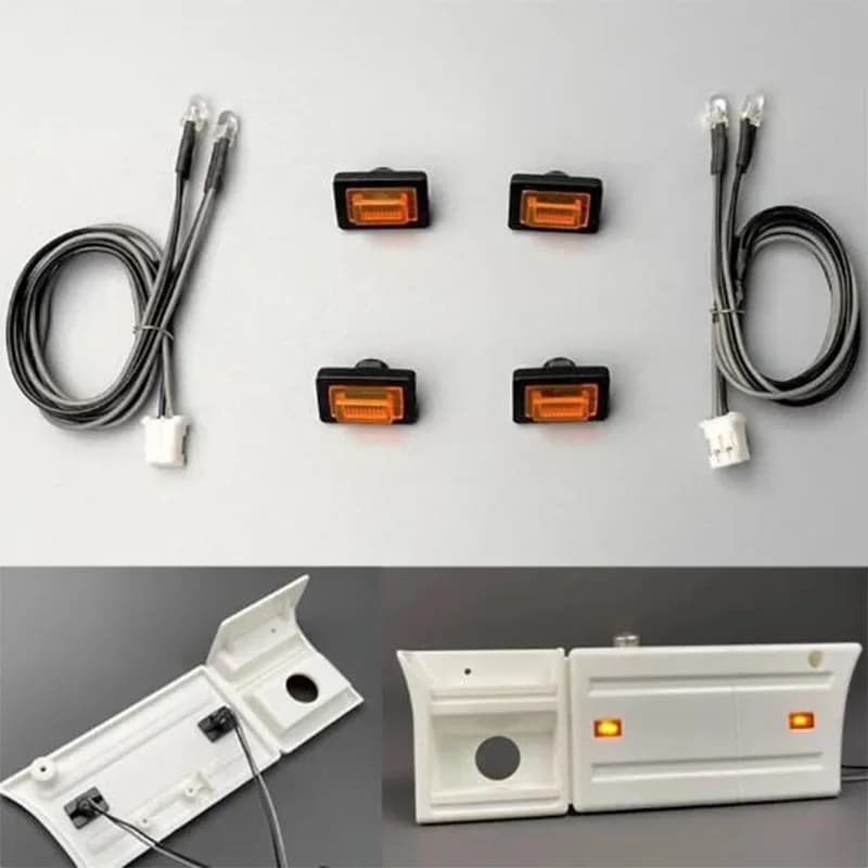 2pcs LED Side Skirt Lights Side Lamp Parts for 1/14 Tamiya RC Truck Tipper SCANIA R730 R470 R620 Upgrade Accessories