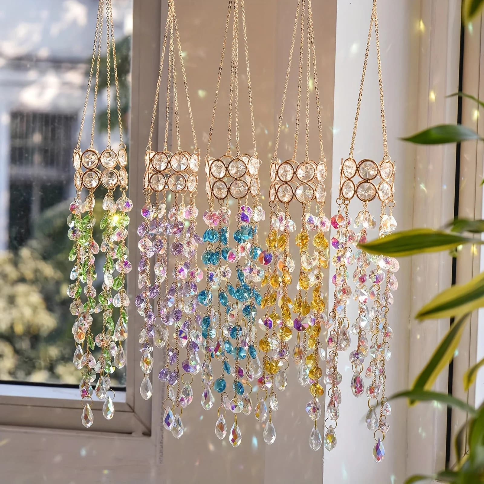 Sun Catcher Crystal Wind Chime Metal Hanging Decor For Window Wedding Home Decor INS Outdoor Yard Garden Suncatchers