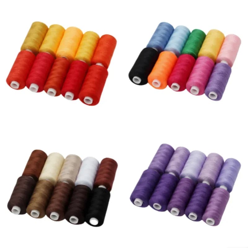 10 rotoli/set filo da cucito in poliestere 402 per uso manuale e meccanico, 400 iarde, fai da te