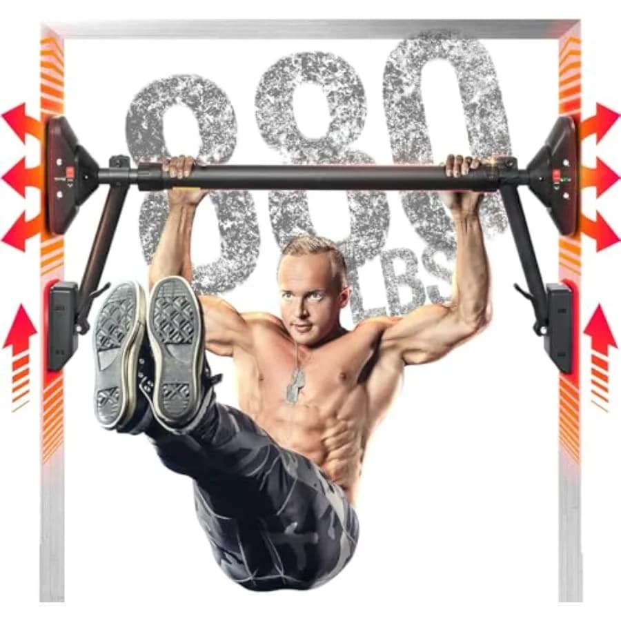 Barra per trazioni/barra per chin-up, per allenamento parte superiore del corpo, super resistente: doppio blocco di sicurezza, supporto bidirezionale per fitness e allenamento della forza.