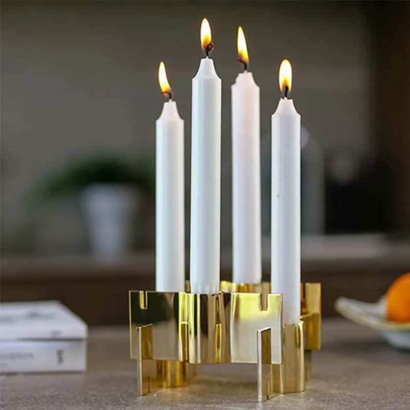 Moderno e Semplice Portacandele in Ottone di Lusso, Decorazione Romantica per Ufficio, Hotel, Soggiorno, Ingresso e Tavola da Pranzo