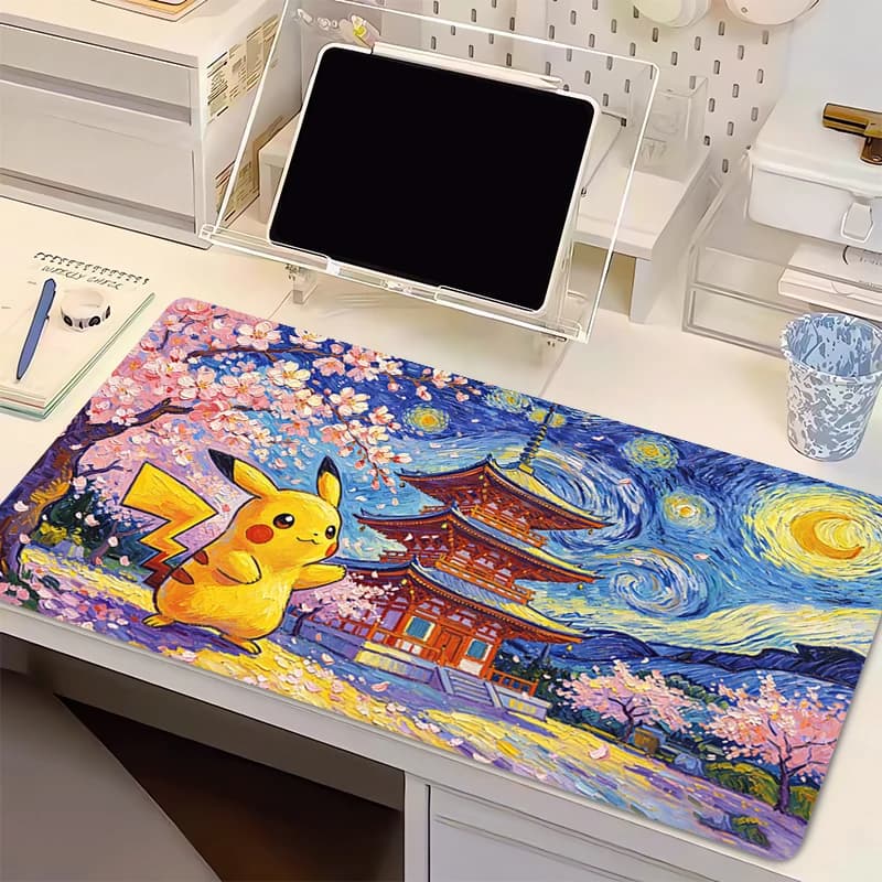 Tappetino per mouse Sakura Pikachu Tappetino per scrivania per computer Tappetino per mouse da gioco resistente e anti-sfilacciamento Tappetino per tastiera Anime Pokemon Accessori per giocatori Tappetino da tavolo