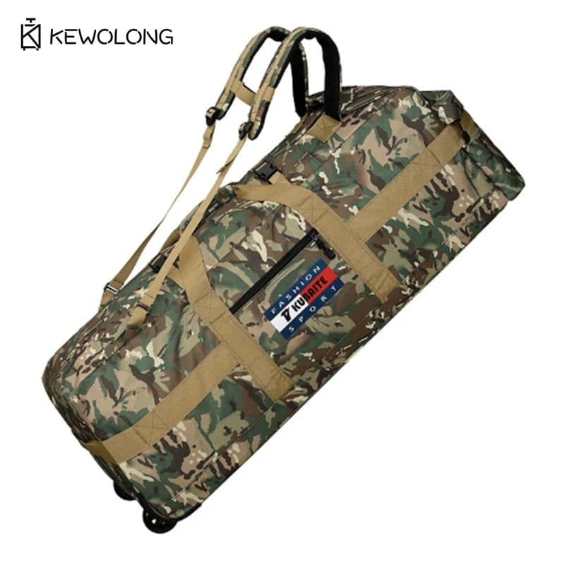 Camo Rolling Travel Duffel Bag with Handle, Convertible Large Backpack with Wheels, FoldableTravel Luggage, Checked Bag