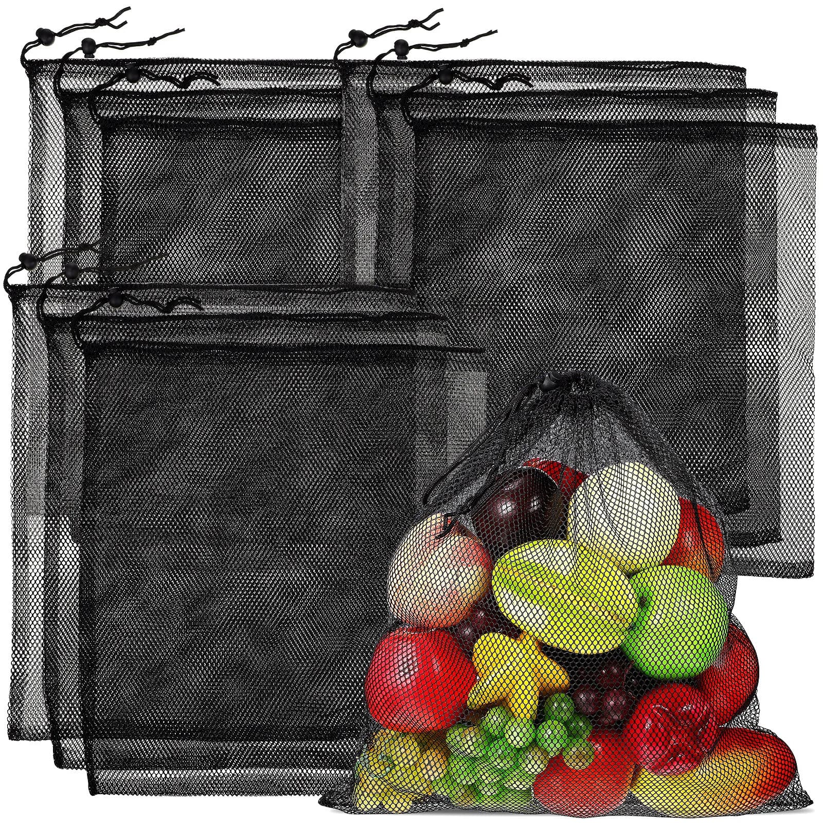 10 sacchetti in rete leggeri e resistenti agli strappi, sacchetti in rete con coulisse per basket, calcio, nuoto, picnic, campeggio, lavanderia, verdure
