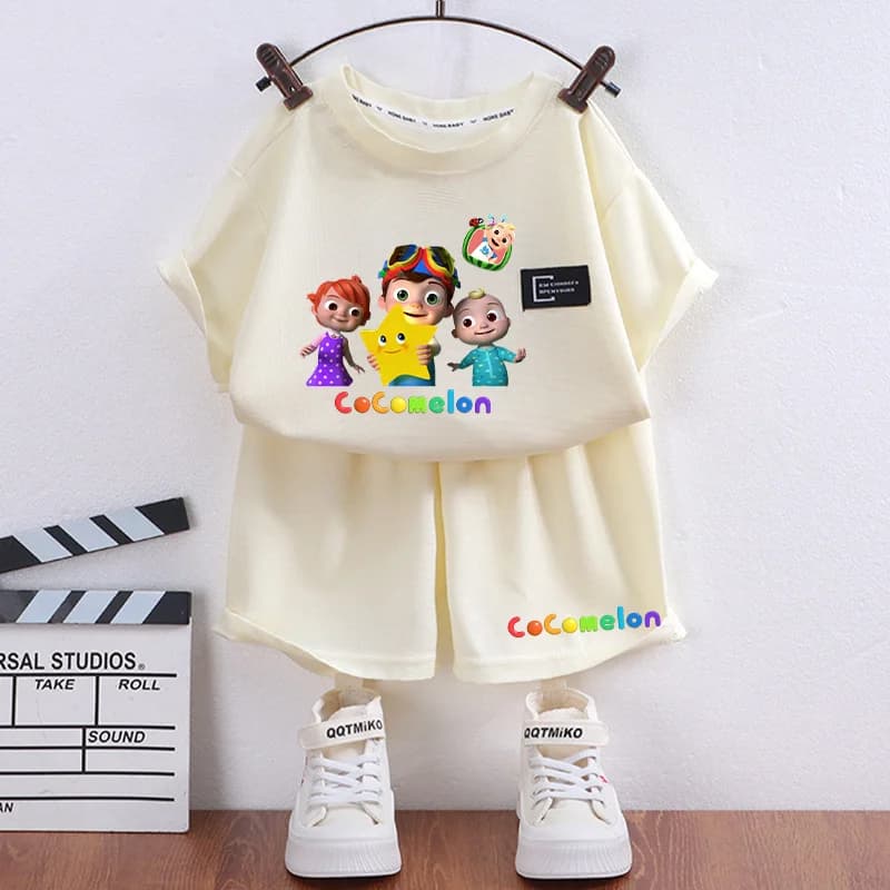 Cocomelons Ragazzi Ragazze T-shirt e pantaloncini Set Pigiama estivo per bambini Moda per bambini Pigiama Cartoon Anime Modello T-shirt regalo