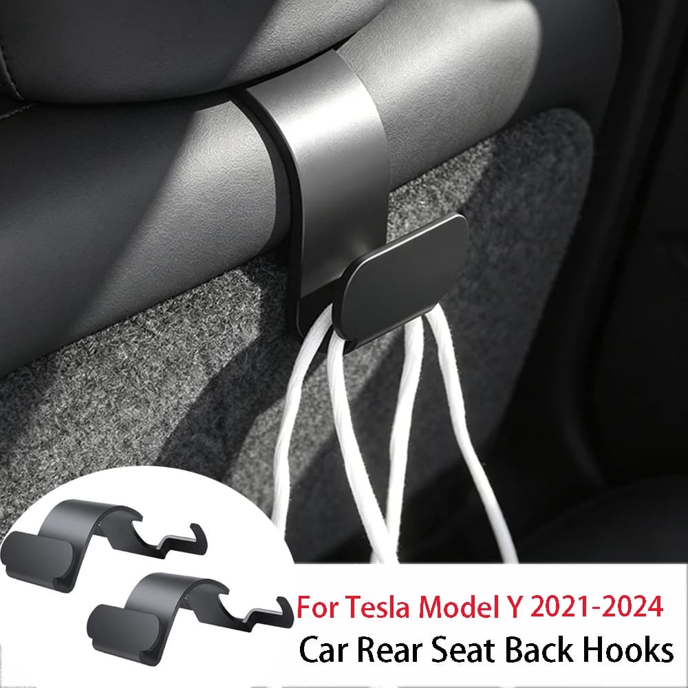 For Tesla Model Y 2021-2024 ABS Rear Seat Headrest Hook Trunk Organizer Hooks Clothes Hanger Bag Umbrella Holder Car Accessories