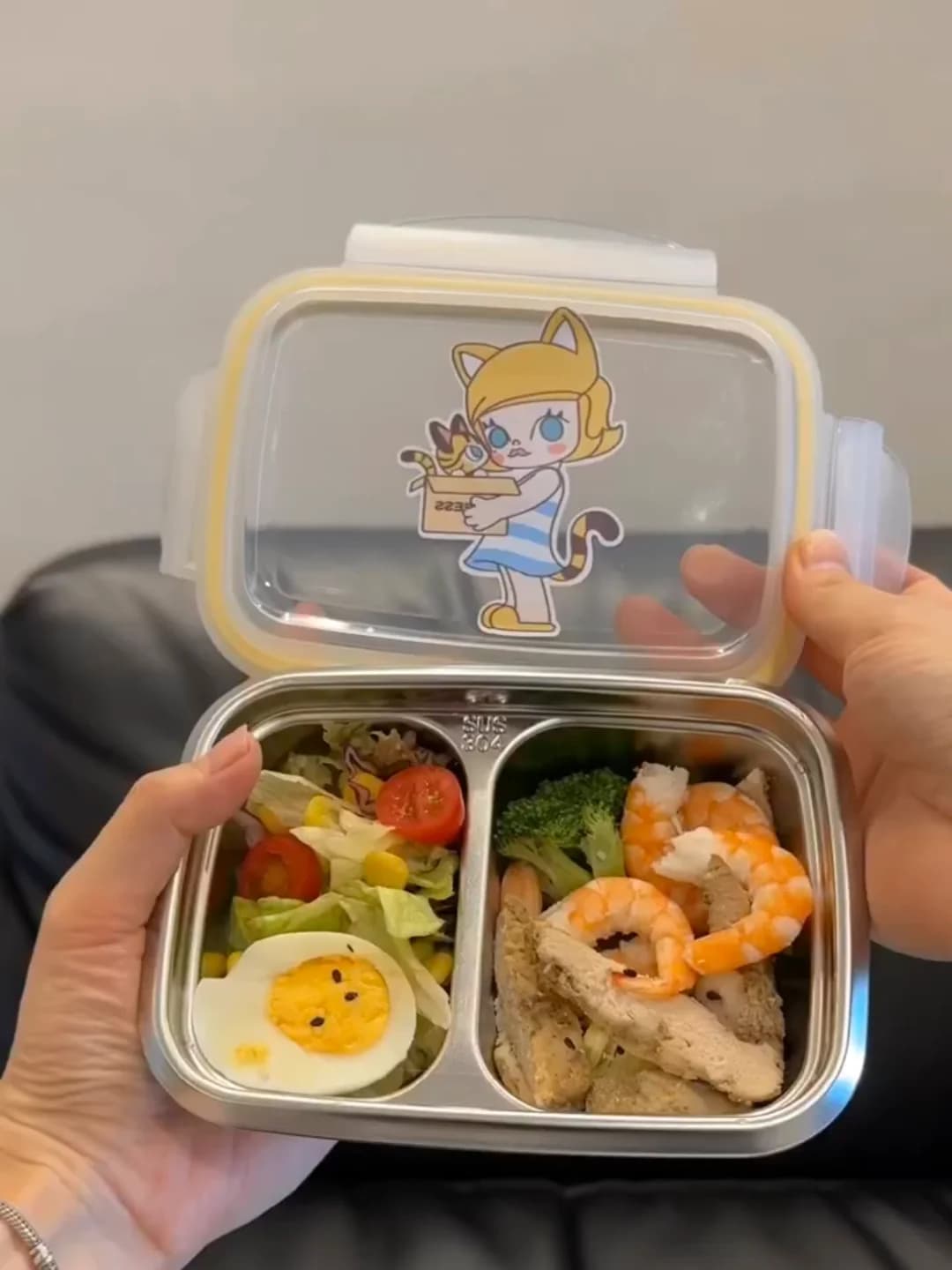 Contenitore per Pranzo in Acciaio Inox 304 per Microonde, Scatola per Yogurt e Frutta, Contenitore per Alimenti per Lavoratori d'Ufficio e Studenti
