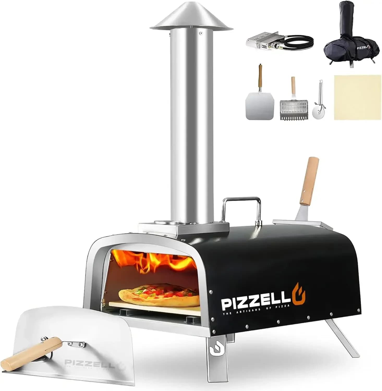 Forno per Pizza da esterno da 12 "propano e forno a legna per Pizza forni per Pizza multicombustibile con bruciatore a Gas vassoio in legno Pizza Stone Pizza Pee