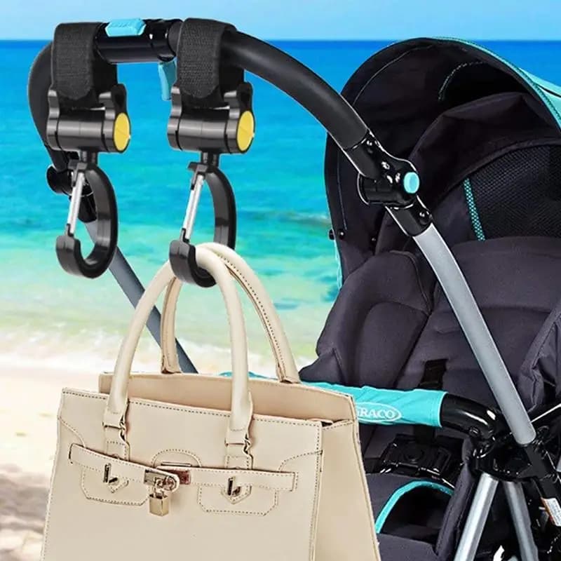 Ganci Universali per Passeggino, Accessori Girevoli a 360 Gradi, Ganci Grandi per Ombrello, Ganci Magici per Auto, Set da 2 Pezzi, Essenziali per la Casa