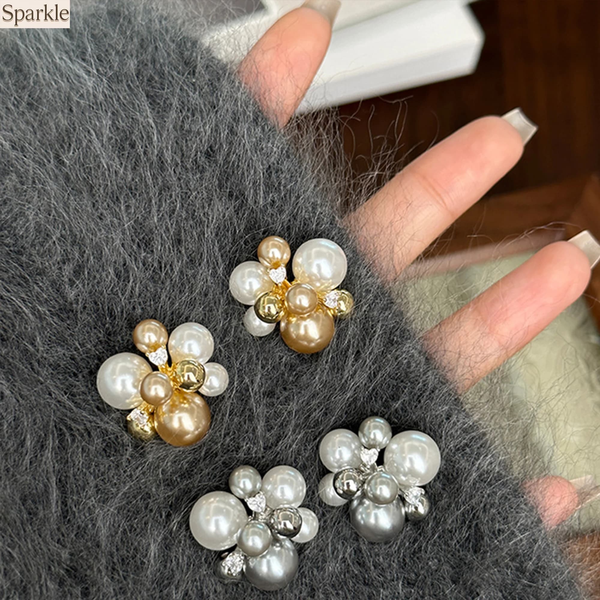 Eleganti spille con fiori di perle da donna, tono oro e argento, spille con decorazioni in strass, gioielli con distintivo da bavero per la moda del cappotto