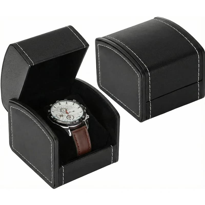 Scatola portaorologio singola con cuscino, in similpelle PU, espositore per orologio da polso, portaorologi da viaggio, organizer per gioielli, confezione regalo