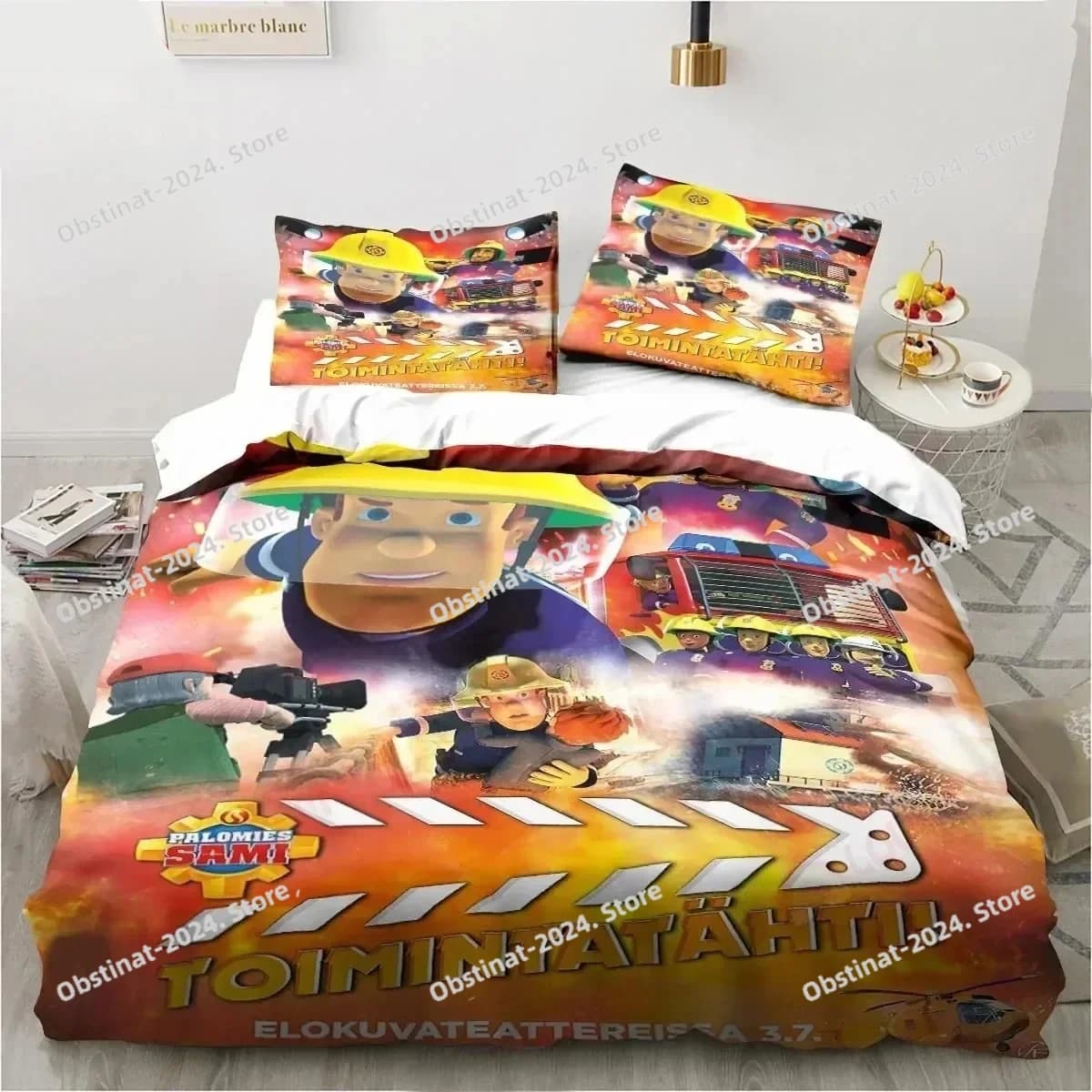 Cartoon Fireman Sam Toys Set biancheria da letto Copripiumino Set letto Copripiumino Federa Trapunte King Queen Size Ragazzi Set biancheria da letto per adulti