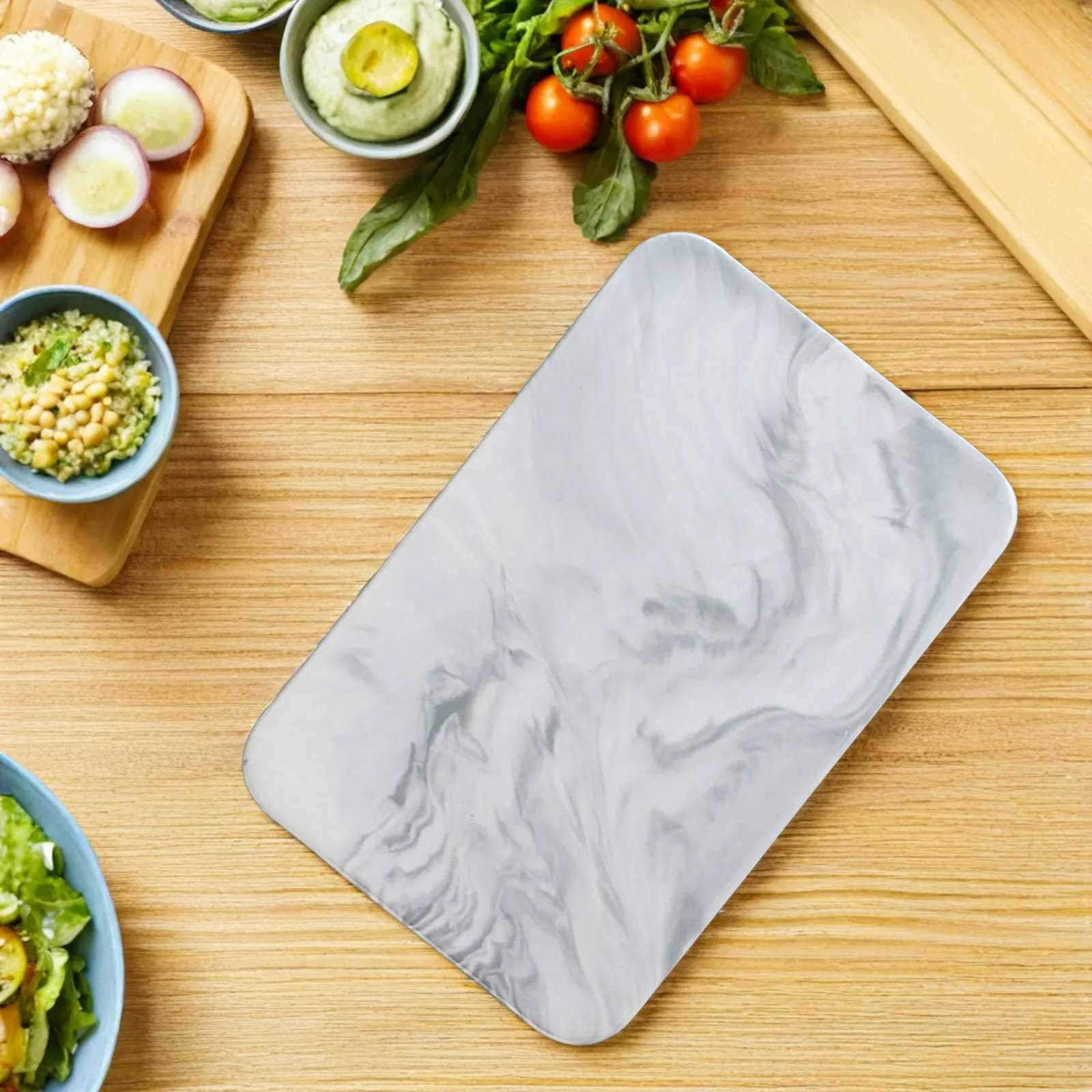 Tagliere in Ceramica Effetto Marmo con Superficie Liscia per Carne, Frutta e Sushi, Utensile da Cucina Multifunzione