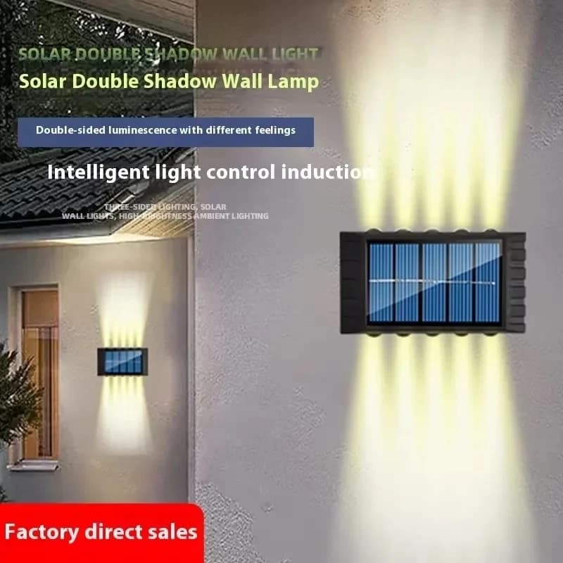 4/6/8/10 LED Lampada da parete solare Cortile Street Decor Luce esterna impermeabile su e giù Illuminazione luminosa Lampada da giardino paesaggio