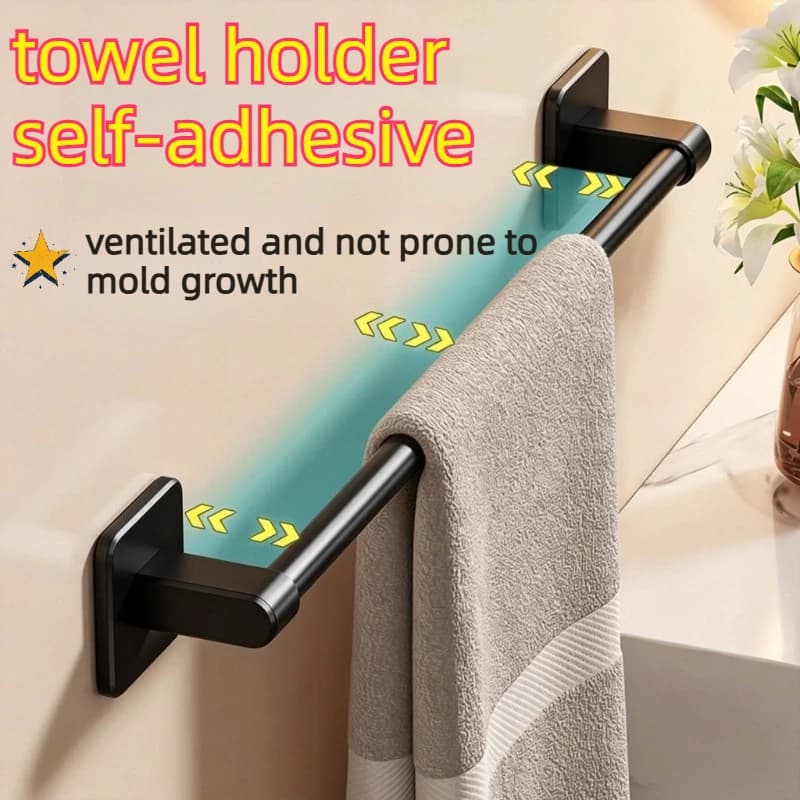 Towel Rack Bathroom Wall Shower Caddy Without Drilling Organizers Storage for Bathroom Wall Mounted Heavy Hand Towel Holder