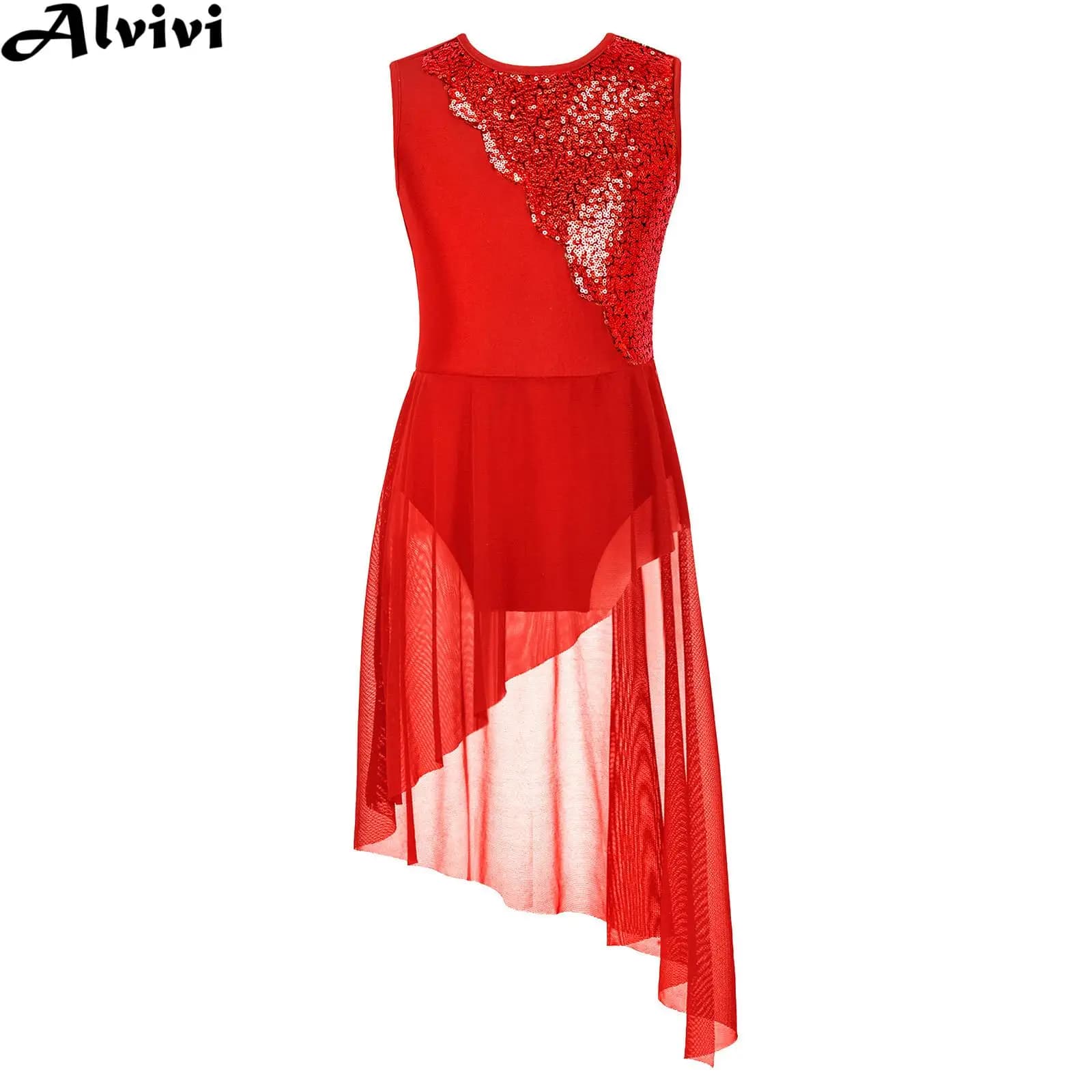 Bambini ragazze vestito da ballo lirico Tutu di balletto pattinaggio di figura ginnastica Performance Costume senza maniche lucido paillettes body abiti