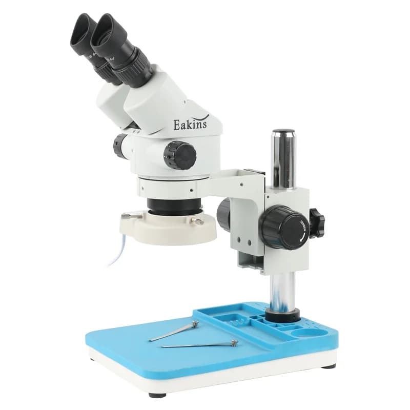 Microscopio Stereo Binoculare Industriale LAB con Zoom 7X-45X, Supporto per Messa a Fuoco da 76mm e Base da Tavolo