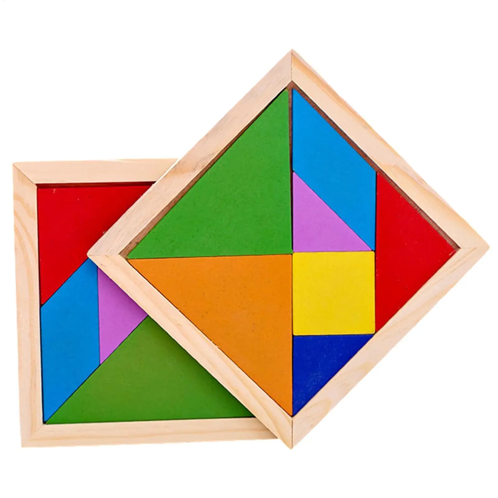 Puzzle Tangram in Legno per l'Educazione Precoce, Blocchi Geometrici per Casa, Scuola, Appartamento e Vacanze