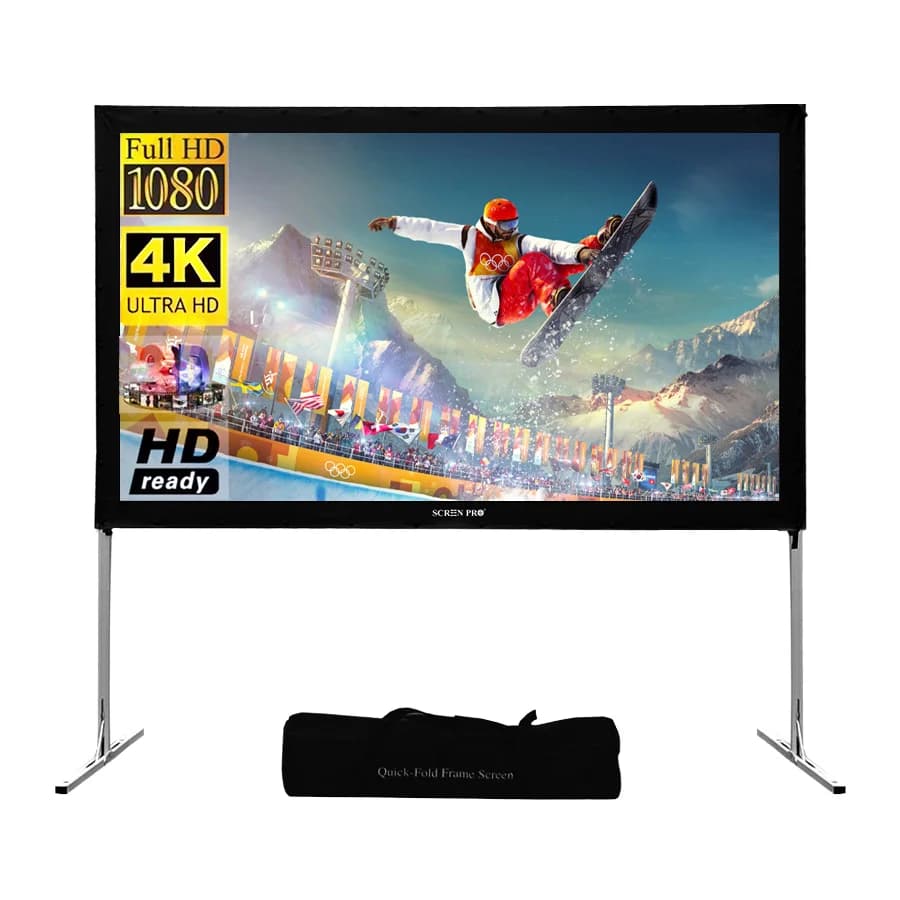 Schermo per proiettore portatile in PVC a piega rapida 16:9 4K HD per home theater per interni ed esterni per schermi di film per proiezioni frontali