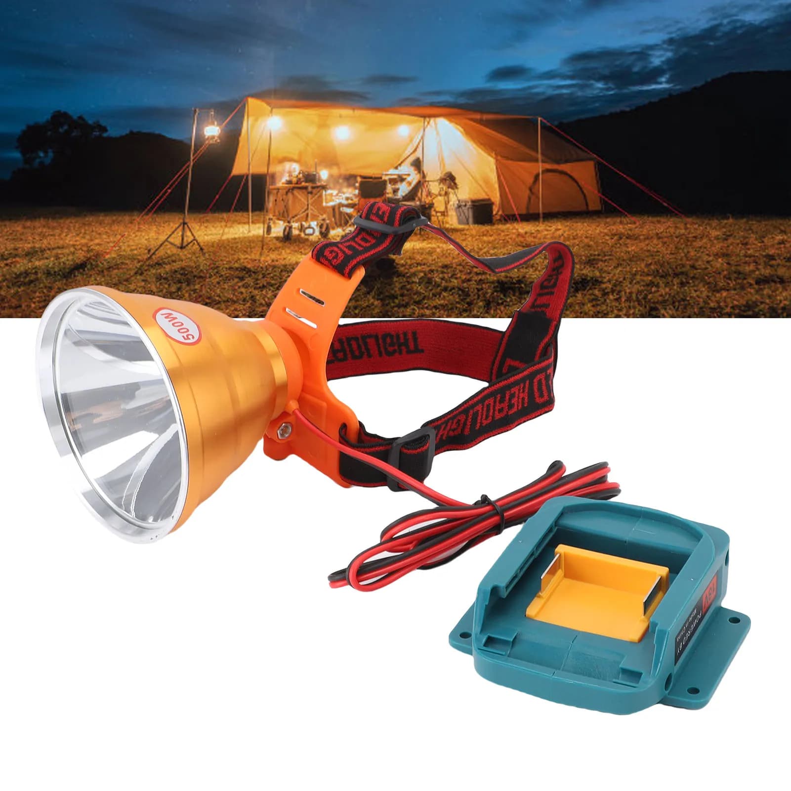 Lampada frontale a LED adatta per batteria BL1840 Faro faretto super luminoso 500W per faro a LED da pesca da campeggio all'aperto da giardino