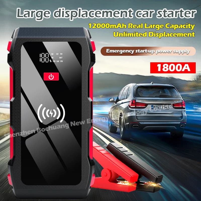 12000mAh Power Bank 1800A 12V Batteria per auto Jump Starter Caricatore portatile Car Booster Dispositivo di avviamento automatico Avviamento di emergenza