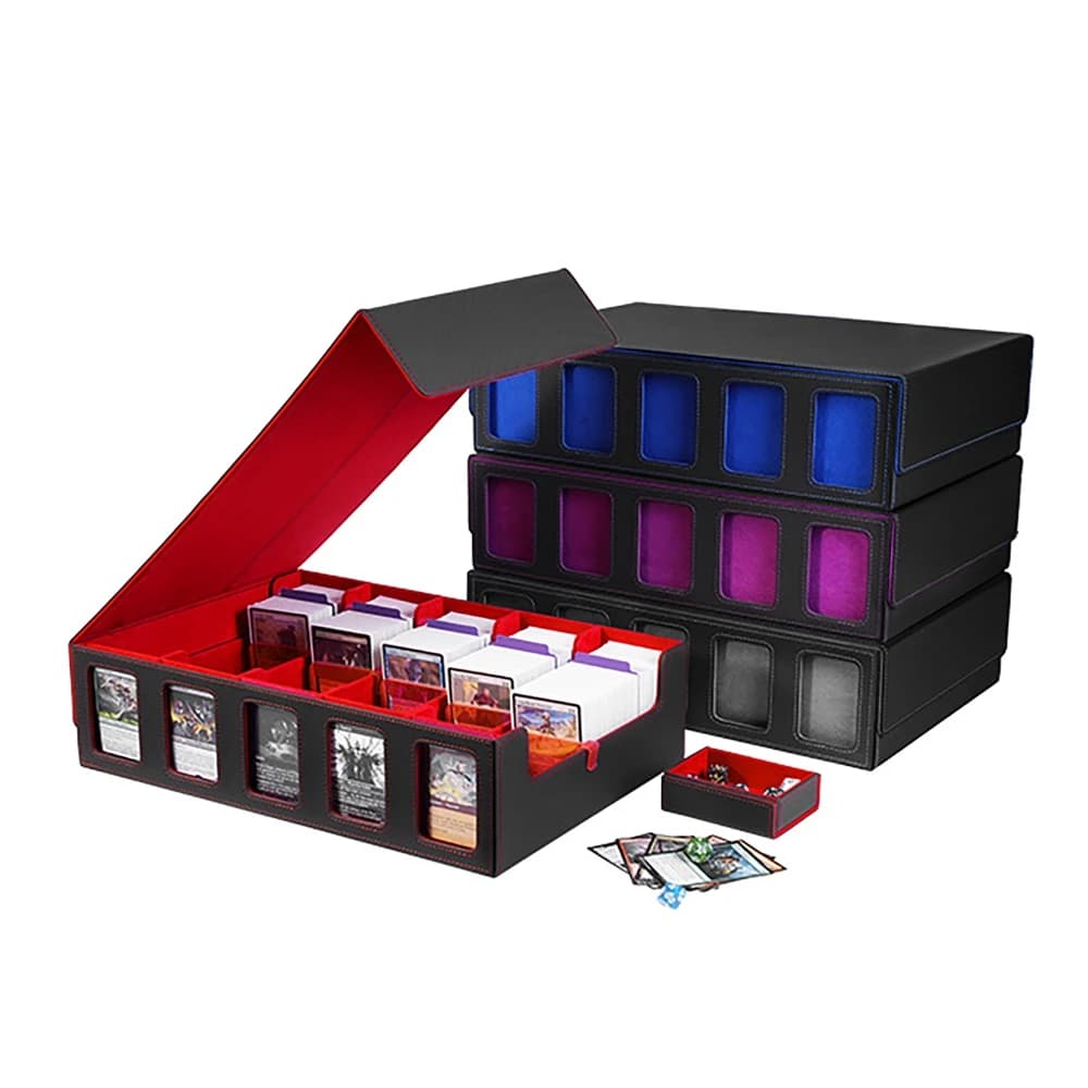 Scatola porta carte con cinque finestre trasparenti, scatola magnetica per carte da gioco in pelle PU, contiene 3900 carte per la collezione di carte.