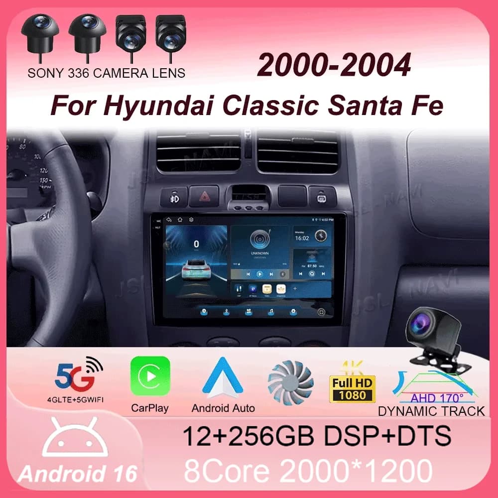 Autoradio Android 15 2Din per Hyundai Classic Santa Fe 2000 - 2004 JAC S1 (Rein) 2005-2015 Lettore multimediale Carplay Head NO DVD