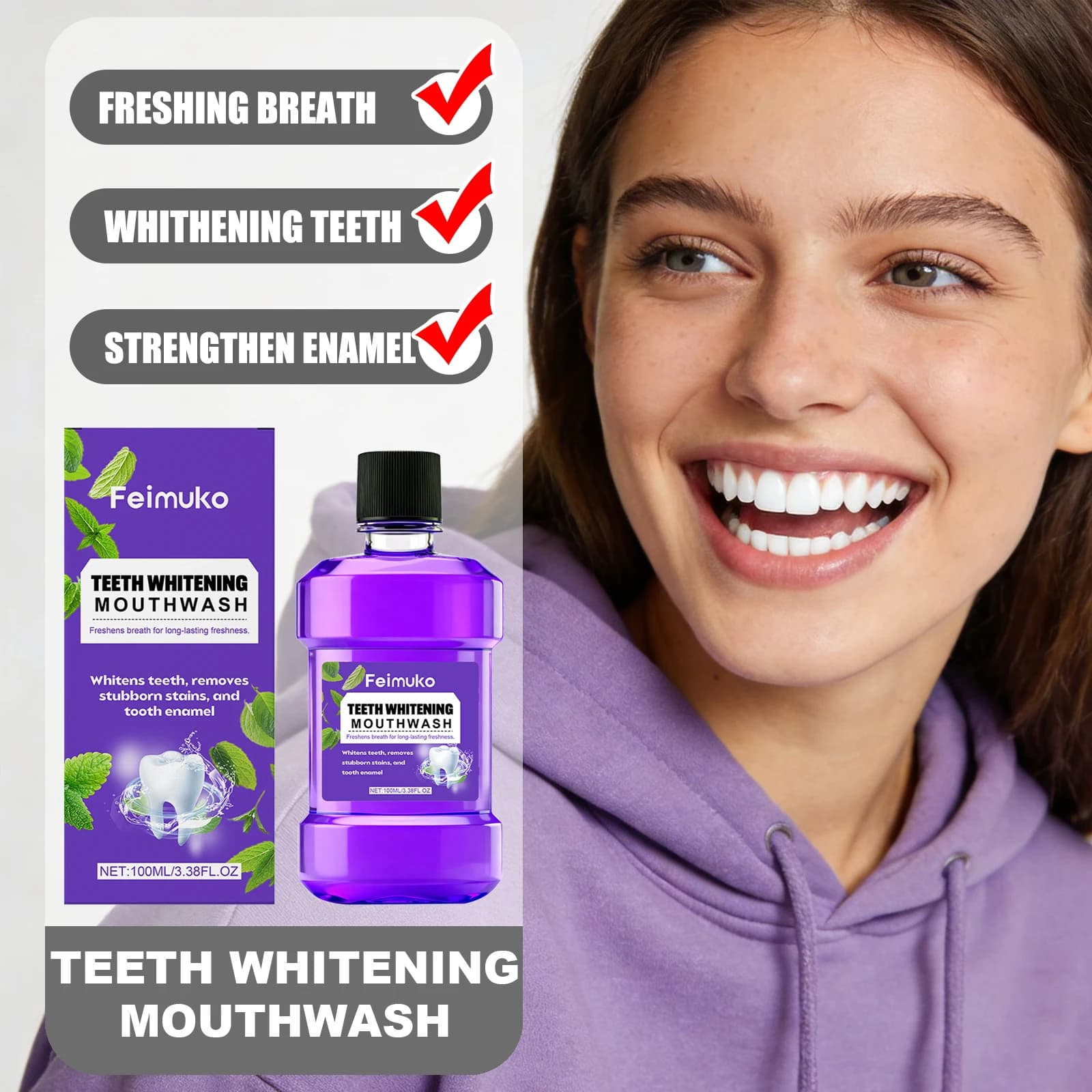 Feimuko Teeth Whitening Hygiene Full Oral Hygiene Teeth Scratching Refreshing for breath Protection of the gums
