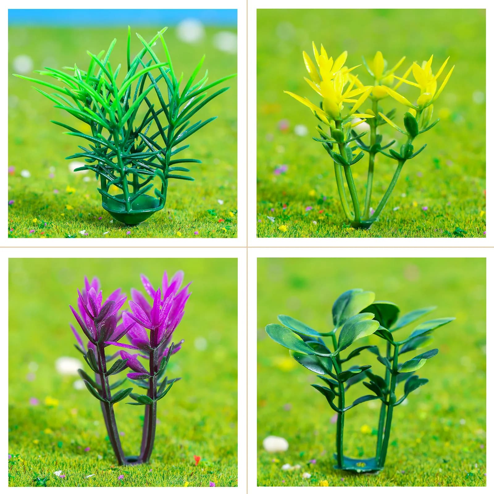 80 pz Mini modello alberi misti piante fiori arbusti verdi cespuglio piante artificiali modello treno paesaggio architettura paesaggio Decor