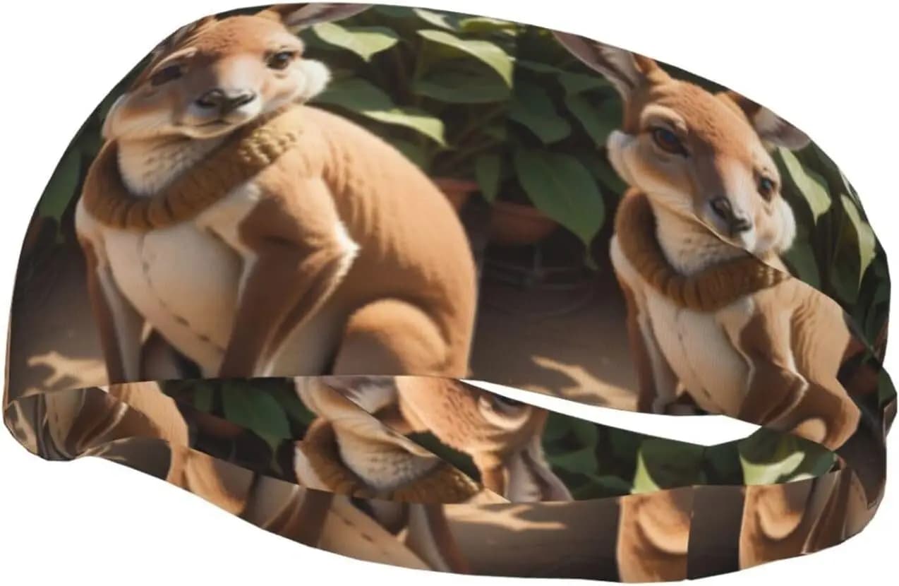 Funny for Kangaroo Zoo Print Unisex Sports Sweatband Sport Headbands Moisture Wicking Headband for Running, Yoga