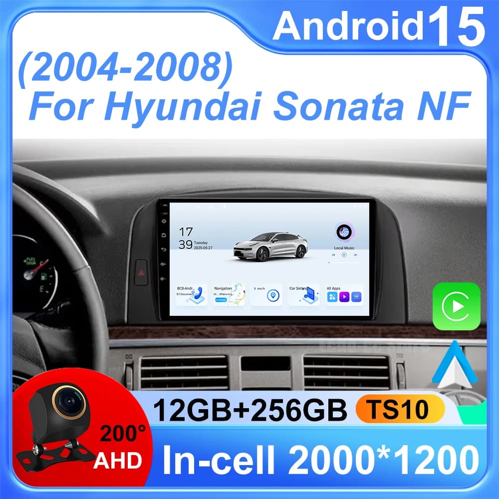 Auto DVD Android 15 Radio Stereo Per Hyundai Sonata NF 2004 -2008 Auto Lettore Multimediale Carplay QLED Touch Screen di Navigazione GPS