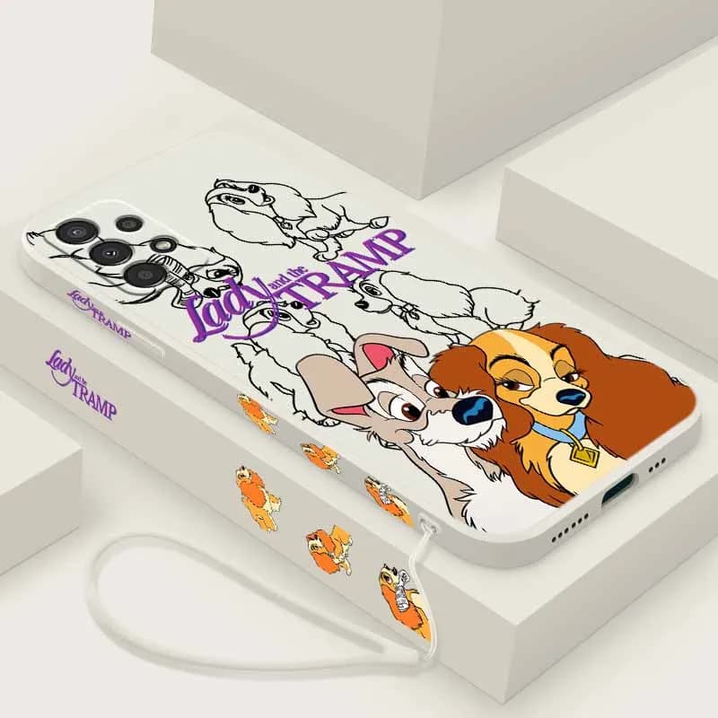 Cute Lady and the Tramp Phone Case For Xiaomi 17 15 15T 14 14T 13 12 11 POCO X8 X7 M7 F7 F8 Liquid Left Rope Funda Silicone Capa