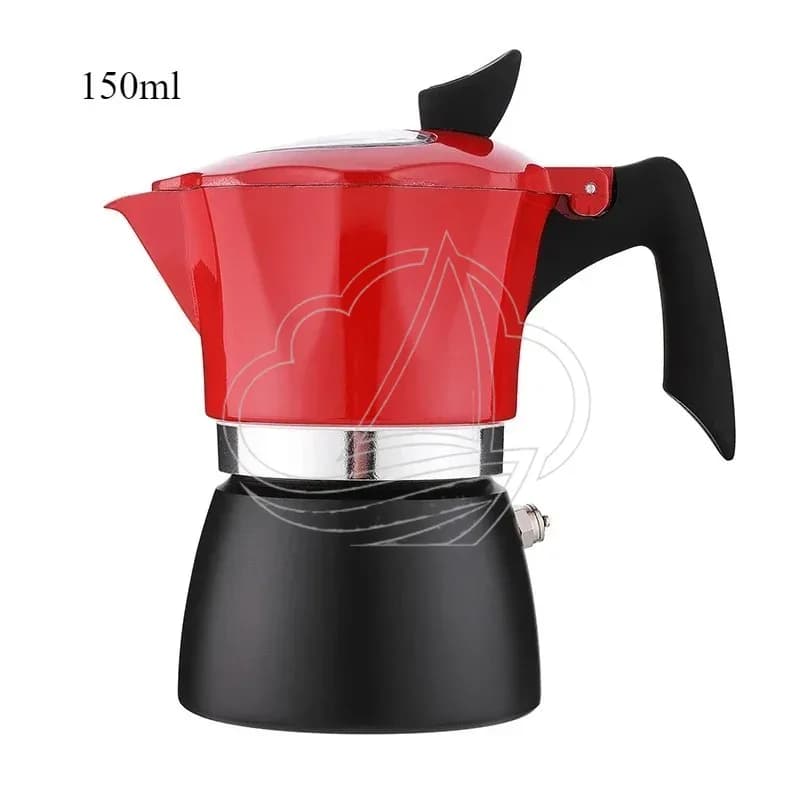Red Premium Aluminum Stovetop Espresso Maker Italian Design Moka Pot Home Camping Coffee Pot