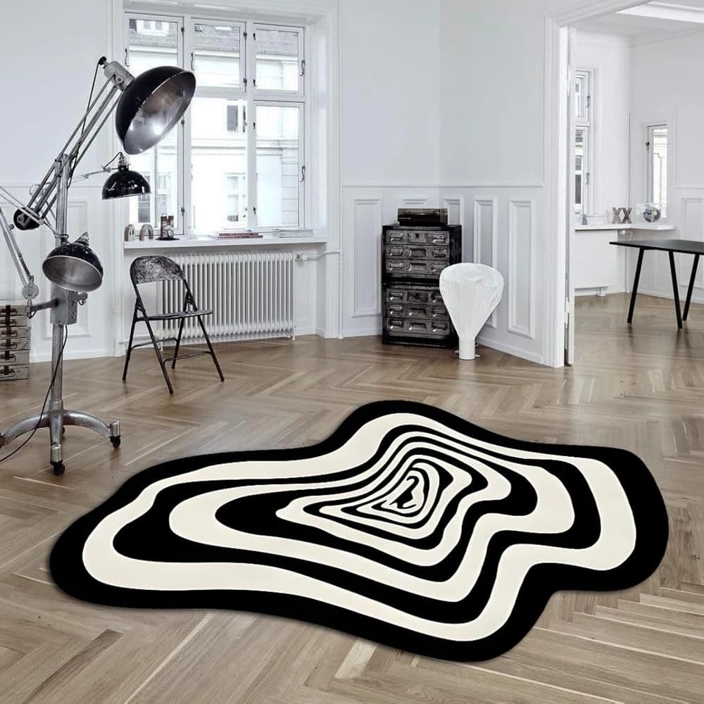 VIKAMA Fashionable creative black and white abstract carpet for seating table and home decoration mat