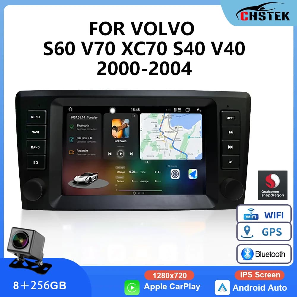 CHSTEK Radio Samochodowe Carplay For Volvo S60 S40 V40 V70 XC70 XC90 2000 2001 2002 2003 2004 4G GPS WIFI BT Multimedia Stereo